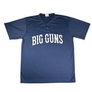 Protime Sports Big Guns Baseball Jersey Mens XL Navy Blue Henley Shirt 4001